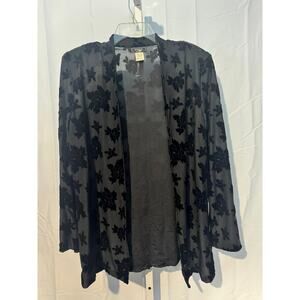 Black Burnout Velvet Floral Cardigan Size L